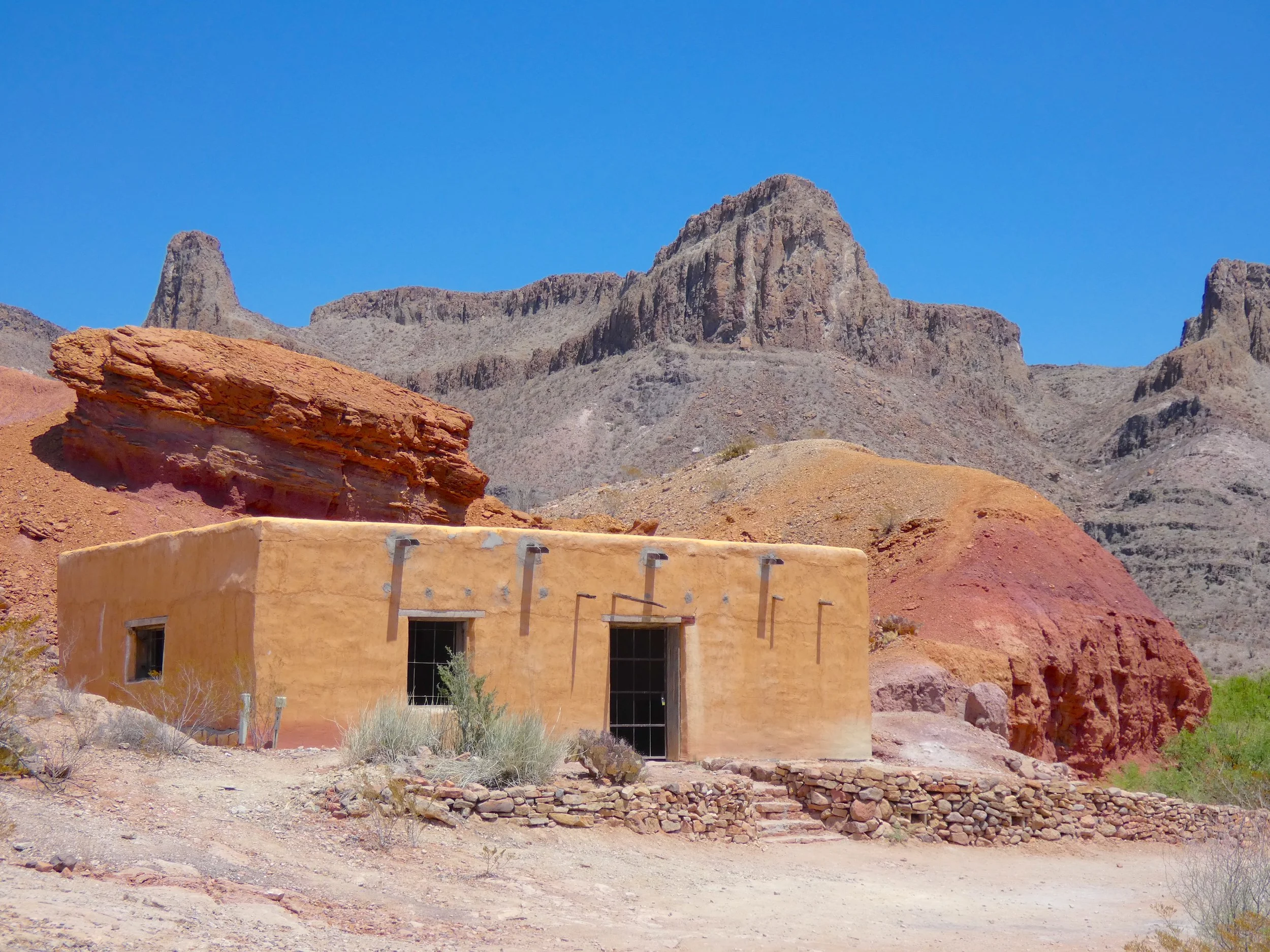 Historic adobe church ruins at the Contrabando movie set off FM 170 in Big Bend Ranch State Park.