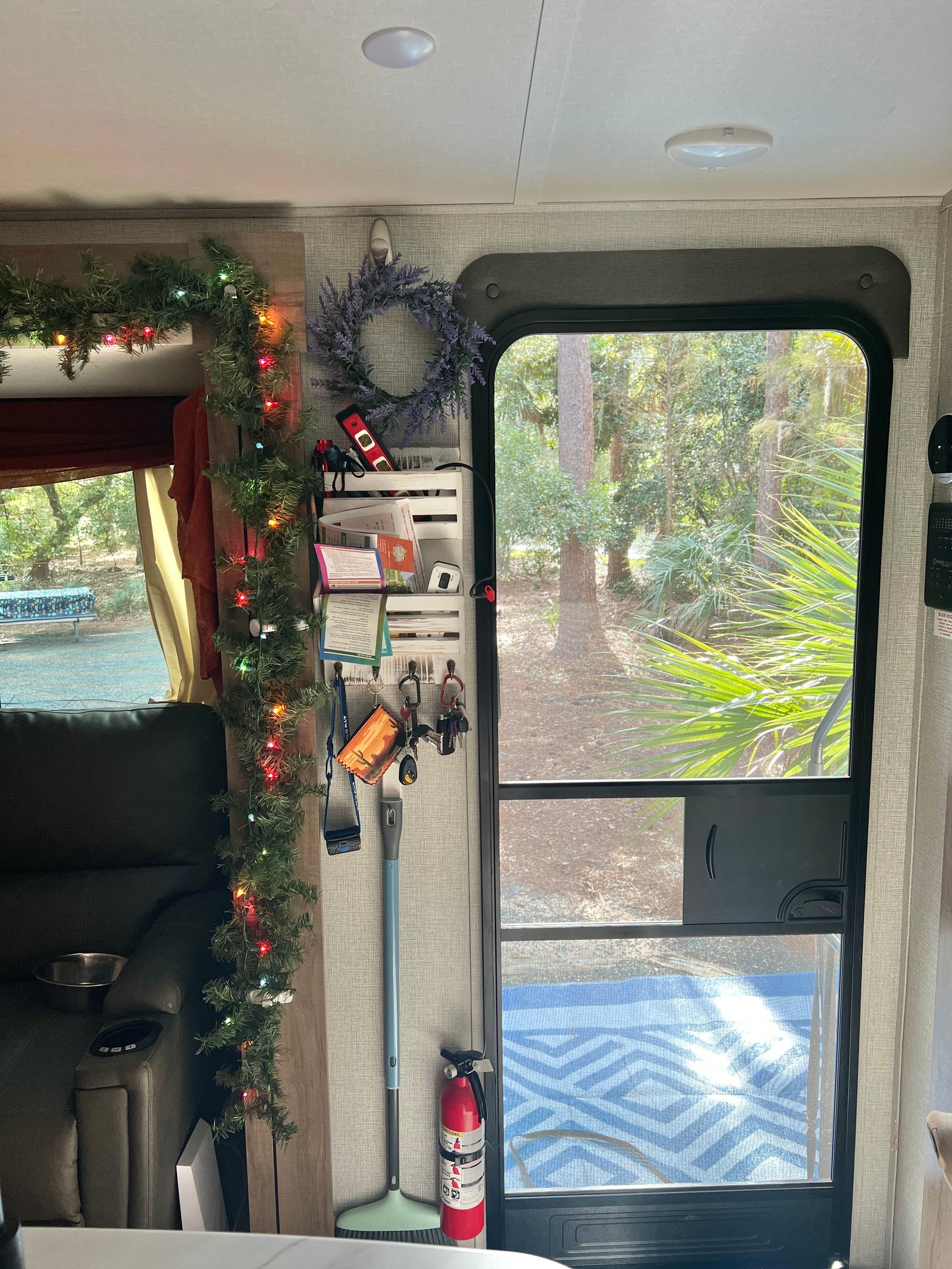 rv doorway with wall organizer