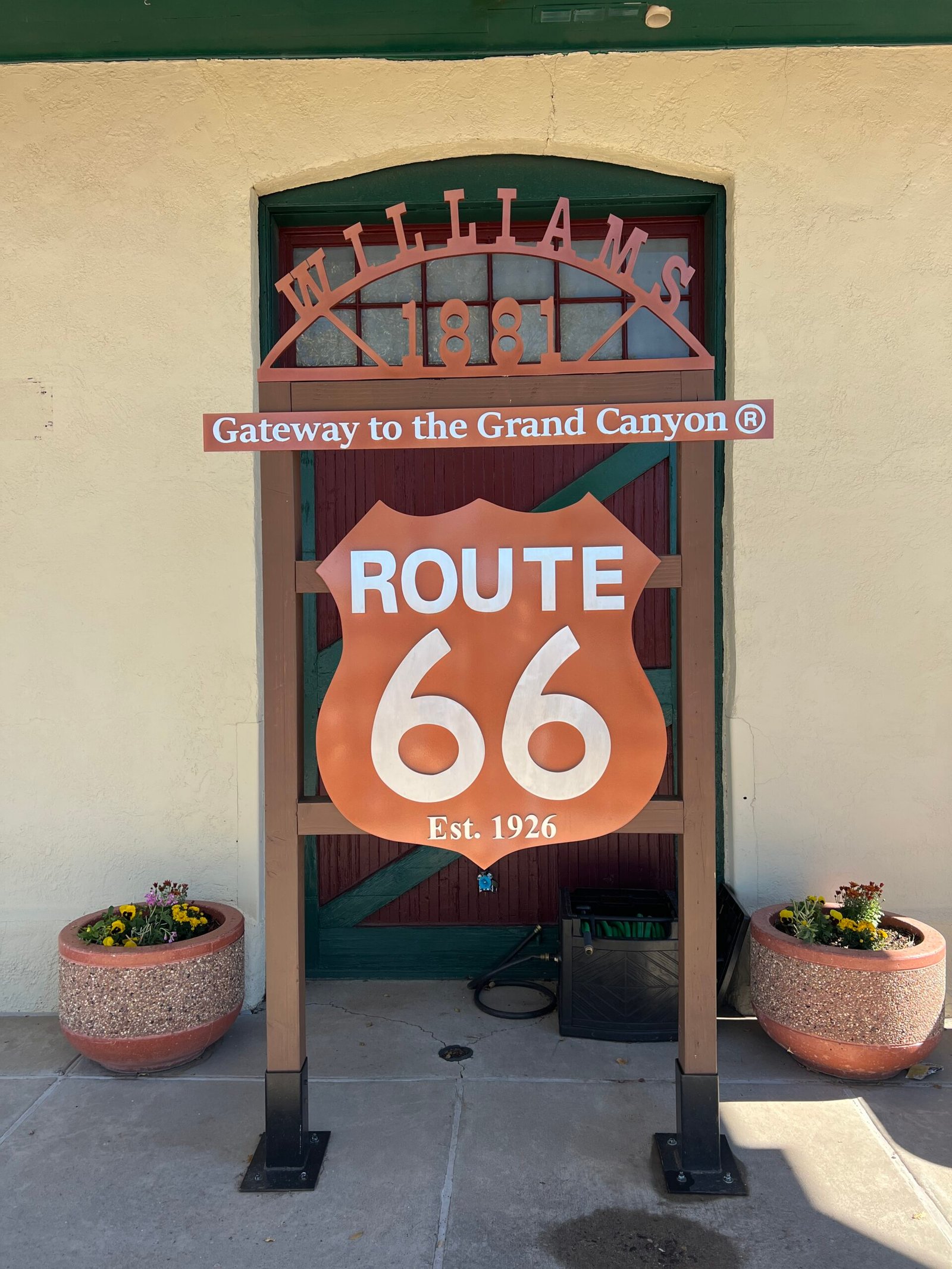 view of a Route 66 sign in Williams arizona