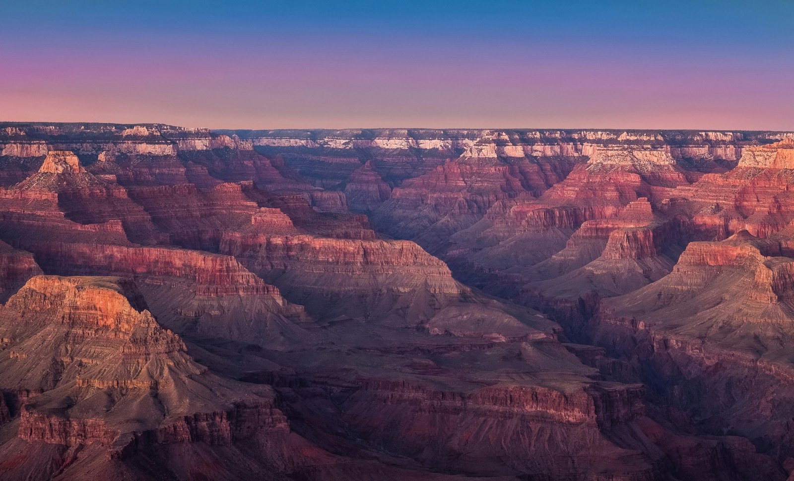 view of Grand Canyon with sunset glow