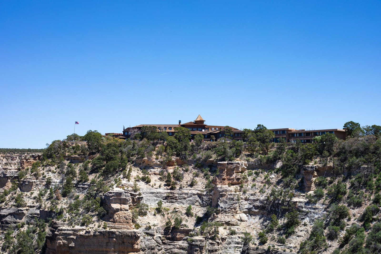view of Grand Canyon historic village near the cliff edge