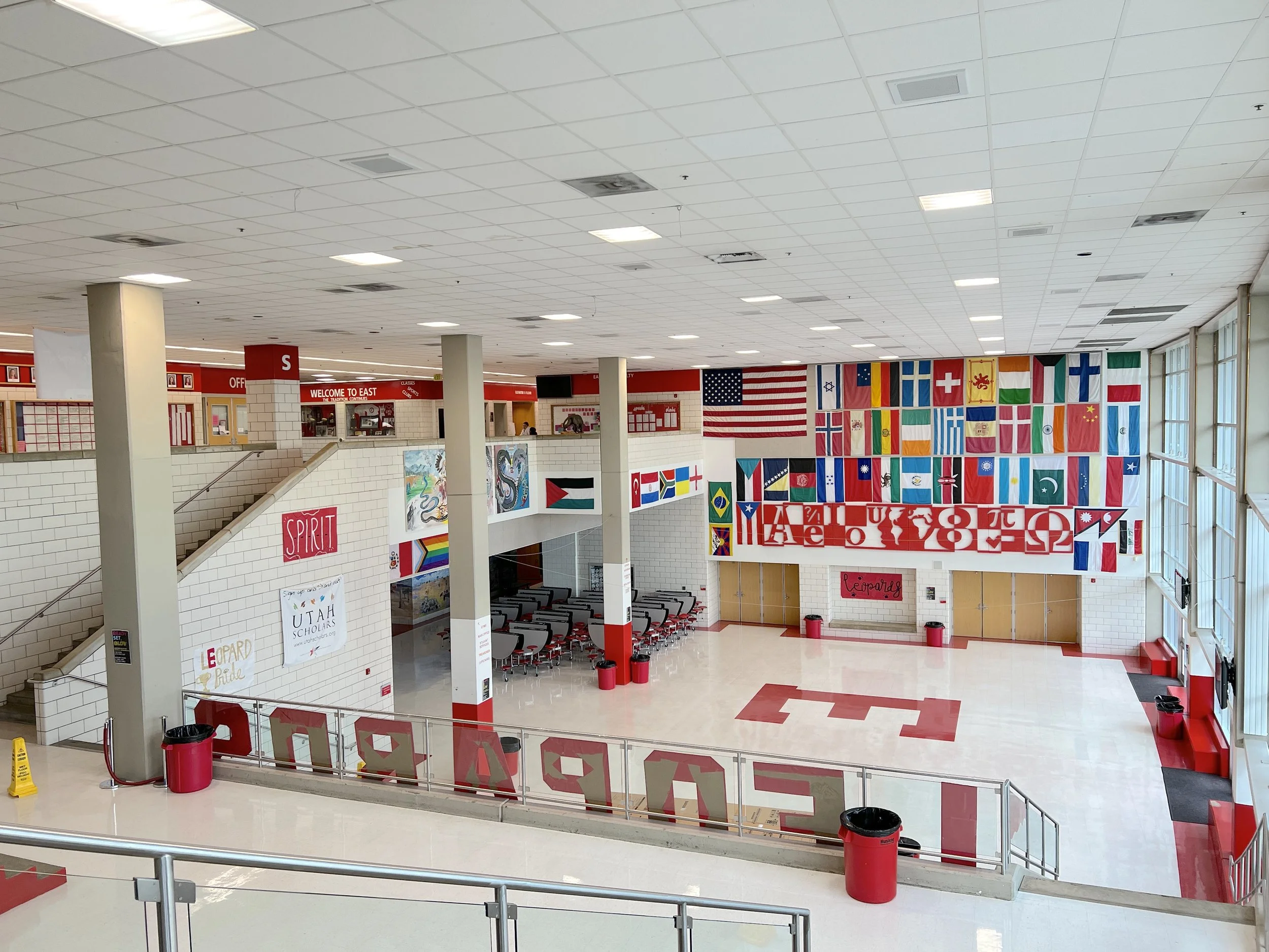 Another view of the expansive, sunlit commons area and cafeteria inside East High School where High School Musical group scenes were filmed.